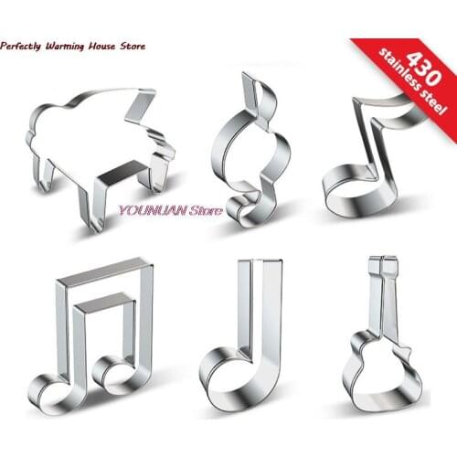 Music Cookie Cutter Violin, Piano, Music Note Fondant Cutters - Stainless Steel