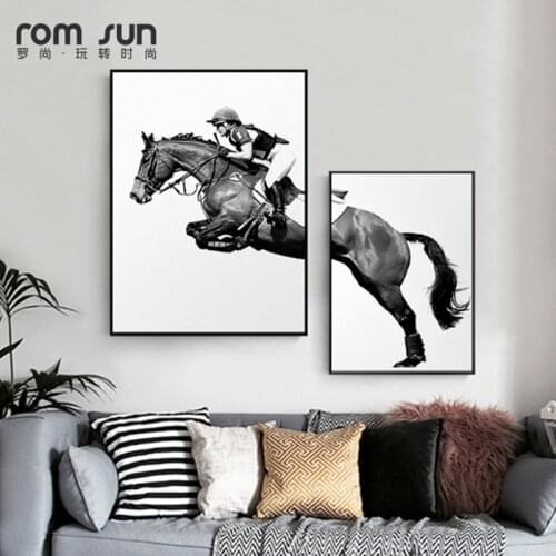 Nordic Minimalist Knight Horse Black White Animal Canvas Painting Fashion Poster And Print Mural For Living Room Decor Wall Art