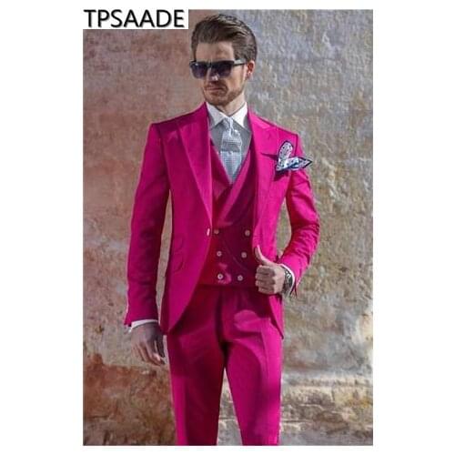 TPSAADE New Men Suits Handsome 2021 Wedding Suit Bridegroom Groomsmen Custom Made Slim Fit Formal Tuxedos 3 Pieces Best Man Prom