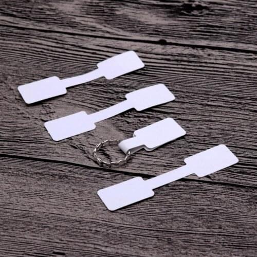Wholesale 500pcs/lot White Paper Jewelry Ring Display Packaging Tags Label 6*1.2cm Rectangle Paper Adhesive Sticker For Rings