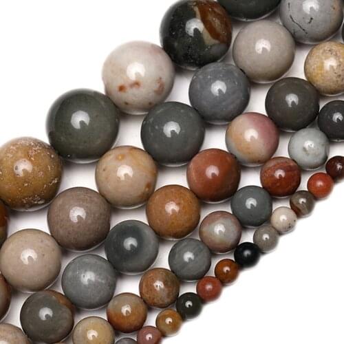 Wholesale Natural Stone American Picture Jaspers Round Beads 15" Strand 4 6 8 10 12MM Pick Size For Jewelry Making