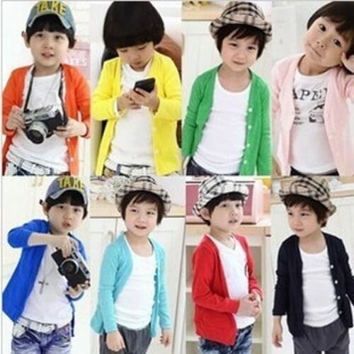 Autumn Spring cotton candy-colored cardigan boys girls coat children outwear kids sweater