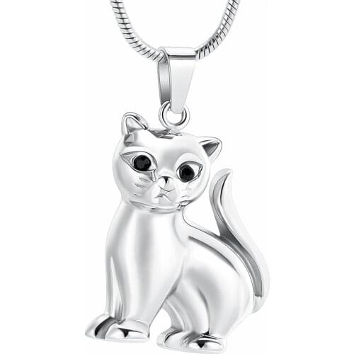 Cremation Urn Necklace for Ashes for Pet Memorial Jewelry Stainless Steel Cat Shape Holds Ashes Jewelry