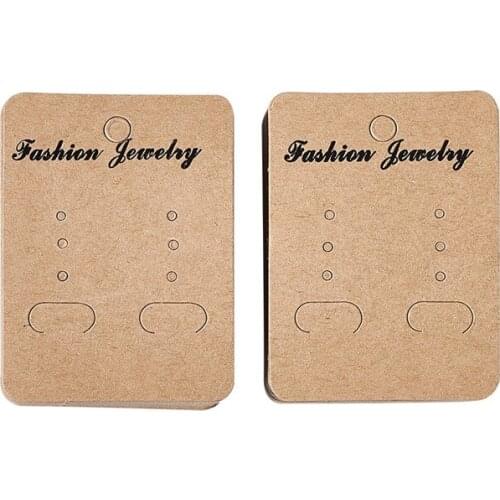 PandaHall 100pc 67x50mm Kraft Paper Earrings Earstuds Fashion Jewelry Display Card Hang Tag Ear Stud Cards Favor Label
