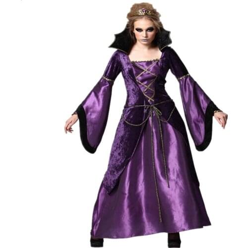 Purple Noble Temperament Vampire Queen Costume Halloween Carnival Party Cosplay Devil Vampire Witch Fancy Dress