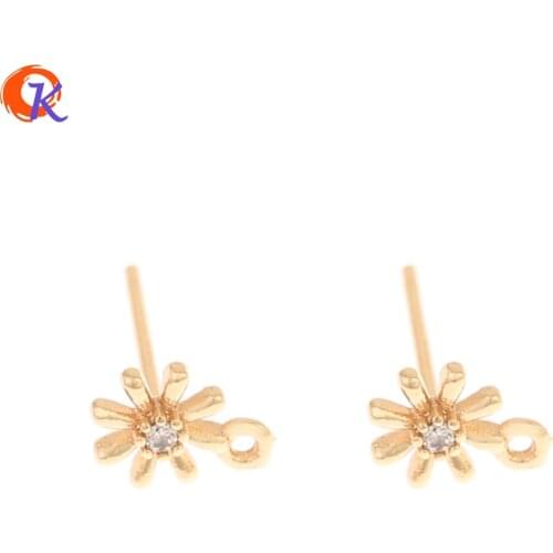 Cordial Design 50Pcs 5*7MM Jewelry Accessories/Earrings Findings/Hand Made/DIY/Genuine Gold Plating/CZ Rhinestone Earrings Stud