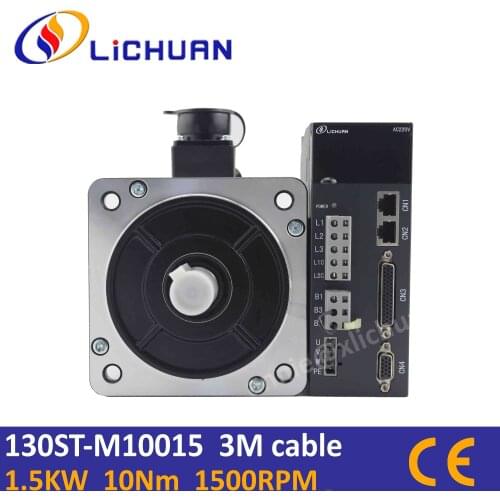 130ST-M10015 Flange130 1.5KW servo motor with servo amplifer 1500rpm 10Nm servo motor AC220V cnc servo controller