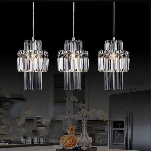 Modern crystal lighting LED pendant lamp for Dining room Restaurant glass rod hanging light decor Kitchen bar wedding lighting