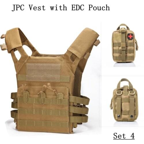 Tactical Military Hunting Vest Kit Outdoor Molle Tan Shooting Vest With Magazine Pouches Hunting Combat Airsoft Protective Cloth