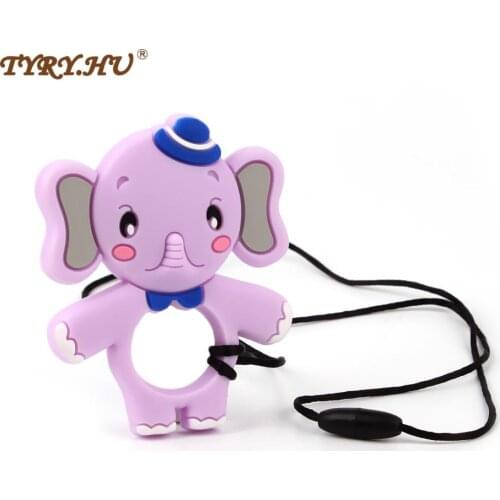 TYRY.HU Elephant Silicone Teether baby Teething beads Toy DIY chew Teethers Necklace Pendant Food Grade Silicone BPA Free