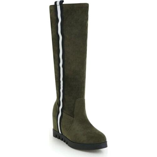 Big Size 9 10 11 12 thigh high boots knee high boots over the knee boots women ladies boots Side zipper with color stripes