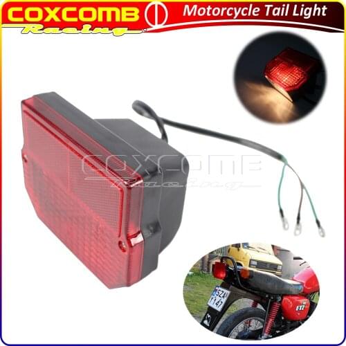 Motorcycle Red LED E15 E-mark Rear Taillight w/ License Plate Lights Reflector For Simson MZ ETZ 150 250 301 SR50 SUZUKI TS125