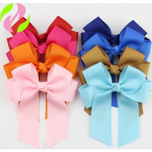 20 Color Cute Kids Baby Newborn Girls Bow Hair Clips Headwear Ribbon Clip Bowknot Hair Accessories Photography Props Pink