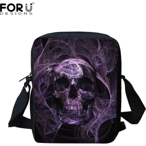 FORUDESIGNS Punk Style 3D Skull Lady Messenger Bags For Teenager Girl Small Mens Shoulder Cross-body Flap Bags Mochilas Infantil