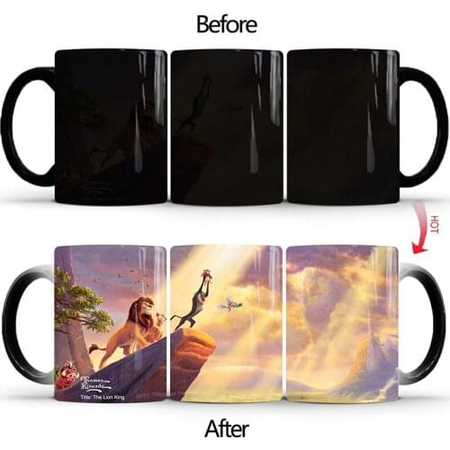 1Pcs New 350ml The Lion King Color Changing Mug Ceramic Coffee Milk Tea Cup Gift for Friends Lovers