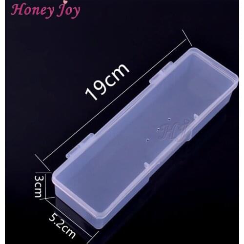 1pc Small Nail Art Tool Makeup Brush Pen Tool Storage Box Case Container 19cm (L) x 5.2cm(W) x 3cm (H) Clear
