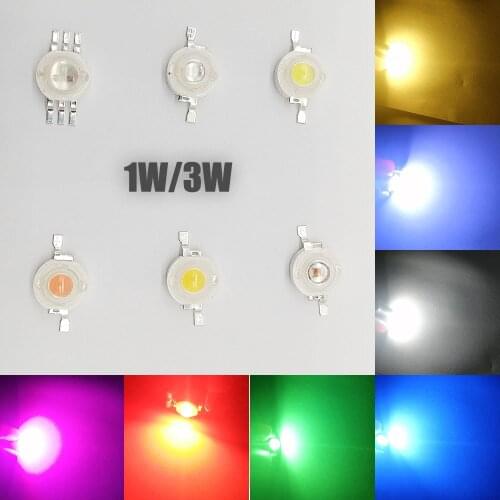 10pcs 1W 3W High Power LED Light-Emitting Diode LEDs Chip SMD Warm White Red Green Blue Yellow For SpotLight Downlight Lamp Bulb