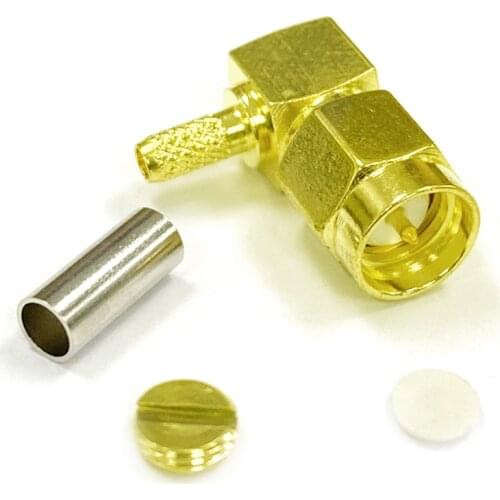 10pcs New SMA Male Plug RF Connector Right Angle for LMR100 RG316 RG174 Cable Wholesale Wire Connector