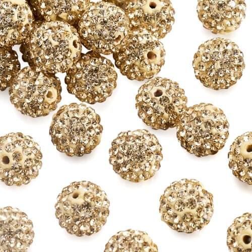 100Pcs 12mm Rhinestone Pave Disco Ball Beads Polymer Clay Crystal Loose Spacer Bead For DIY Bracelet Necklace Jewelry Making