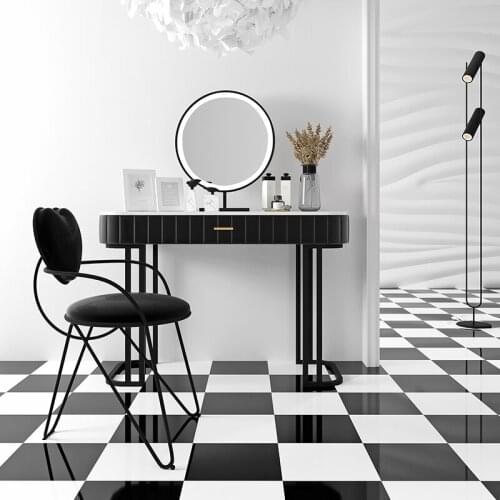 120CM Customizable Bedroom Dressing Table Modern Minimalist Marble Light Luxury Mirror And Chair Pink Princess Room Dresser