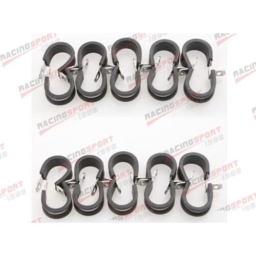 20PCS Cushioned Hose Mounting Clamp Loop Strap 304 Stainless Steel 1" Black