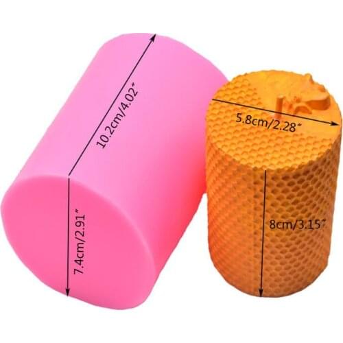 3D Cylinder Bee Honeycomb Silicone Candle Mold Soap Clay Making DIY Cake tool E56C