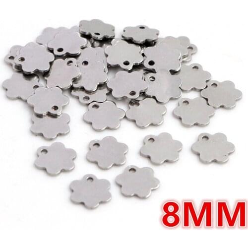 50pc/lot 8mm No Fade Charms 316 Stainless Steel Six leaf grass Charms for necklace pendant charms diy jewelry making-R8-50