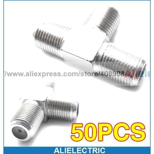 50x F to 2 F Female 3 Way Jack Adapter for TV Matv CCTV