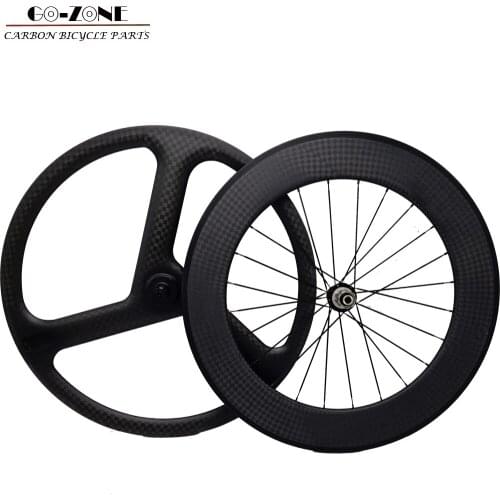 700c road carbon wheel front 3 spokes wheel rear 88mm carbon wheel clincher tubular UD/3K/12K matte or glossy road carbon wheels