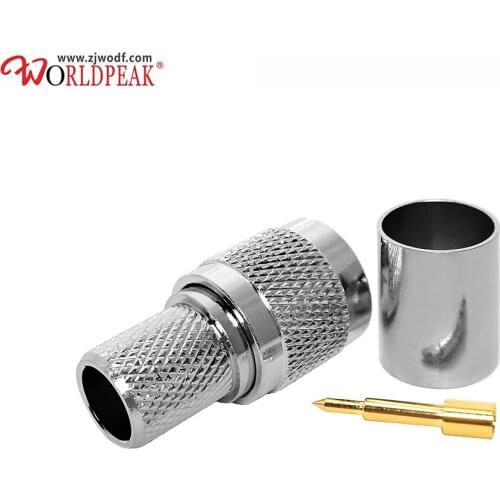 Free Shipping 10pcs TNC male plug straight crimp rf connector for RG213 coaxial cable