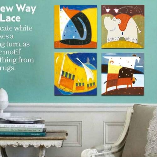 Free shipping abstract animal painting cartoon decoration canvas prints oil painting on canvas kid room wall decoration picture