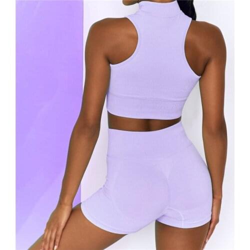 Seamless Women Shorts Workout Crop Top Bra Outfit Fitness Wear Drawstring Gym Tracksuit Running Yoga Suit Clothes Sport Set2PCS