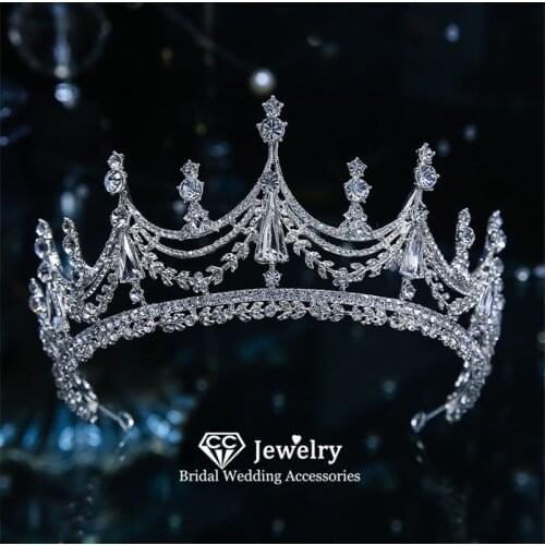 CC Bridal Crown Wedding Accessories for Women Engagement Hair Ornaments Leaf Shape Tiaras Crowns Vintage Diadems Diadems QS47