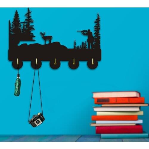 Whitetail Deer Household Decor Wooden Hooks Multi-purpose Hunting Man Cave Rustic Wall Coat Rack Keys Bags Clothes Hook