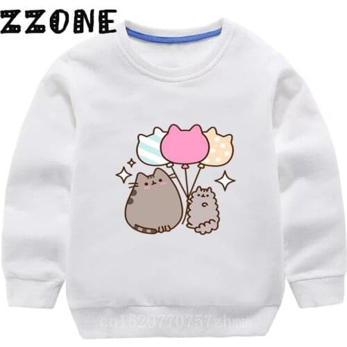 Childrens Hoodies Kids Kawaii Fat Cat Cartoon Sweatshirts Toddler Baby Cute Pullover Tops Girls Boys Autumn Clothes,KYT5350