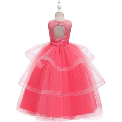 Kids Girls Wedding Dress Formal Long Lace First Sleeve Communion Princess Dress Evening Dresses for Girls 3-12 Years Old