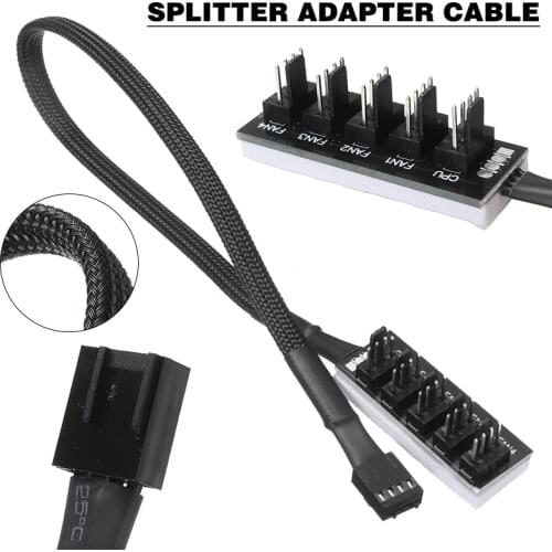 For PC Computer 1pc Durable CPU Cooling Fan Splitter Adapter 1 To 5 4-Pin Molex PWM Computers Extension Cable Mayitr
