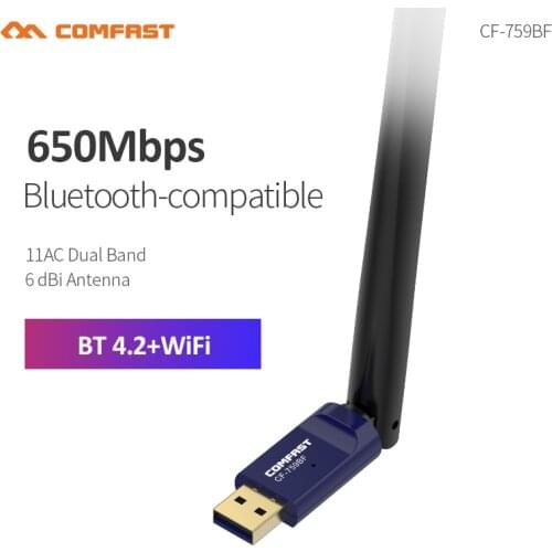 Comfast 2.4 & 5.8GHz Dual Band 6dBi Antenna High Speed 650Mbps Wifi Network Card Bluetooth 4.2 Wireless Adapter Access Point