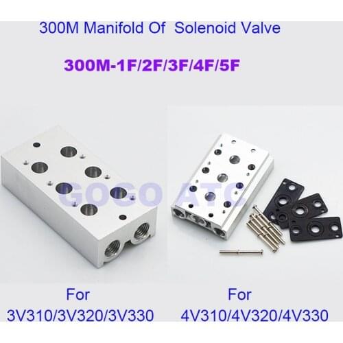 3V310/4V310-10 4V320 solenoid valve exhaust manifold 300M-1F/2F/3F/4F/5F pneumatic valve plate base with gaskets screws fittings