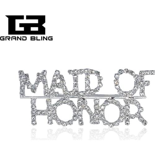 Crystal Bride Wedding Jewelry Gift "MAID OF HONOR" Word Lapel Pin
