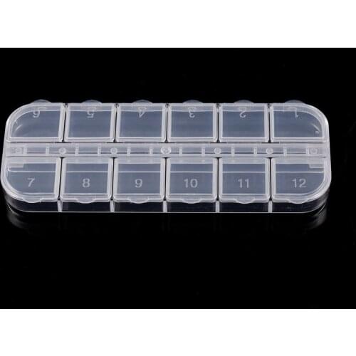 Nail tool drill jewelry Pill box storage box 12 grid double flip top box alone open Ring Nail Art Equipment