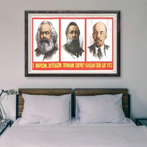 RE369 Retro Russian Style Painting Soviet Union Great Leader Lenin 9 Custom Silk Poster Home Deco Wall Art Christmas Gift