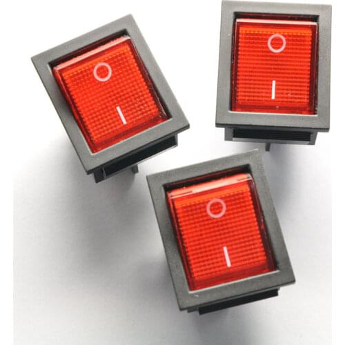 KCD4-201 4p 2 files illuminated Red rocker power switch 16A/250V