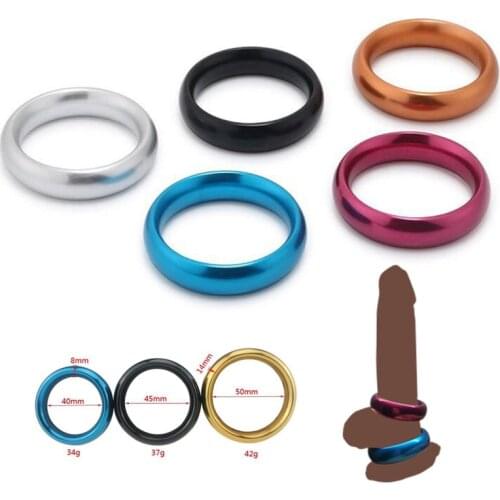 Colorful Metal Penis Rings Mens Delayed Ejaculation Stimulating Cock masturbation Scrotum bondage Dick Ring SM Sex Toy For Man