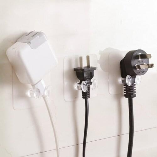 Powerful And Seamless Electrical Plug Hook Transparent Adhesive Power Cord Socket Storage Portable Finishing Rack