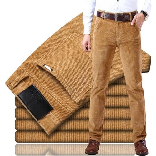 6 Colors Mens Thick Corduroy Casual Pants 2020 Winter New Style Business Fashion Stretch Regular Fit Trousers Male Clothes,6686