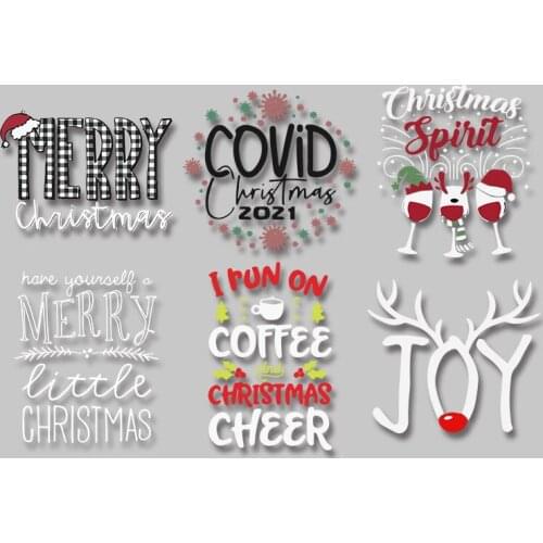 Letter Stickers Chrismas Heat Transfer printing Patches for clothing Iron-on Transfers Patches for Kids Clothing Jacket