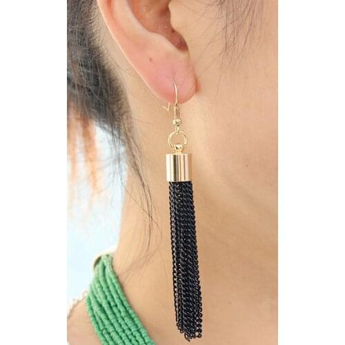 New woman long tassel earrings jewelry fashion jewelry wholesale gold Black and silver color