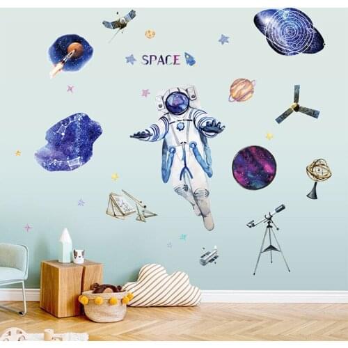 Space Astronaut Wallpaper Baby Boy Bedroom Decor Home Decoration Nursery Decals Vinyl Decarative Living Room Wall Mural Sticker