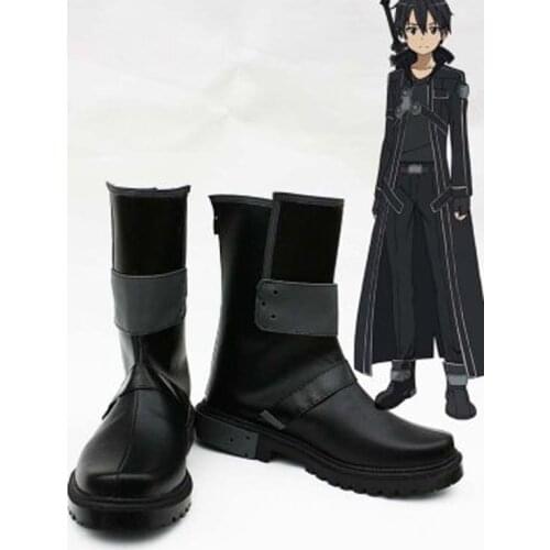 Sword Art Online Kirito Cosplay Shoes Boots For Adult Mens Halloween Party Cosplay Boots Custom Made